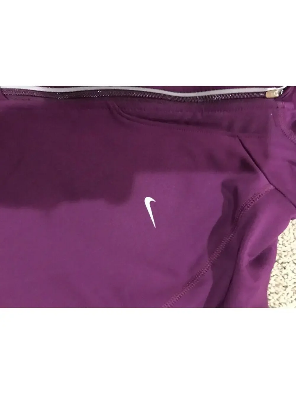 Women's NIKE fitDRY purple hooded long sleeve shirt warm M MEDIUM NIKEFIT runnin